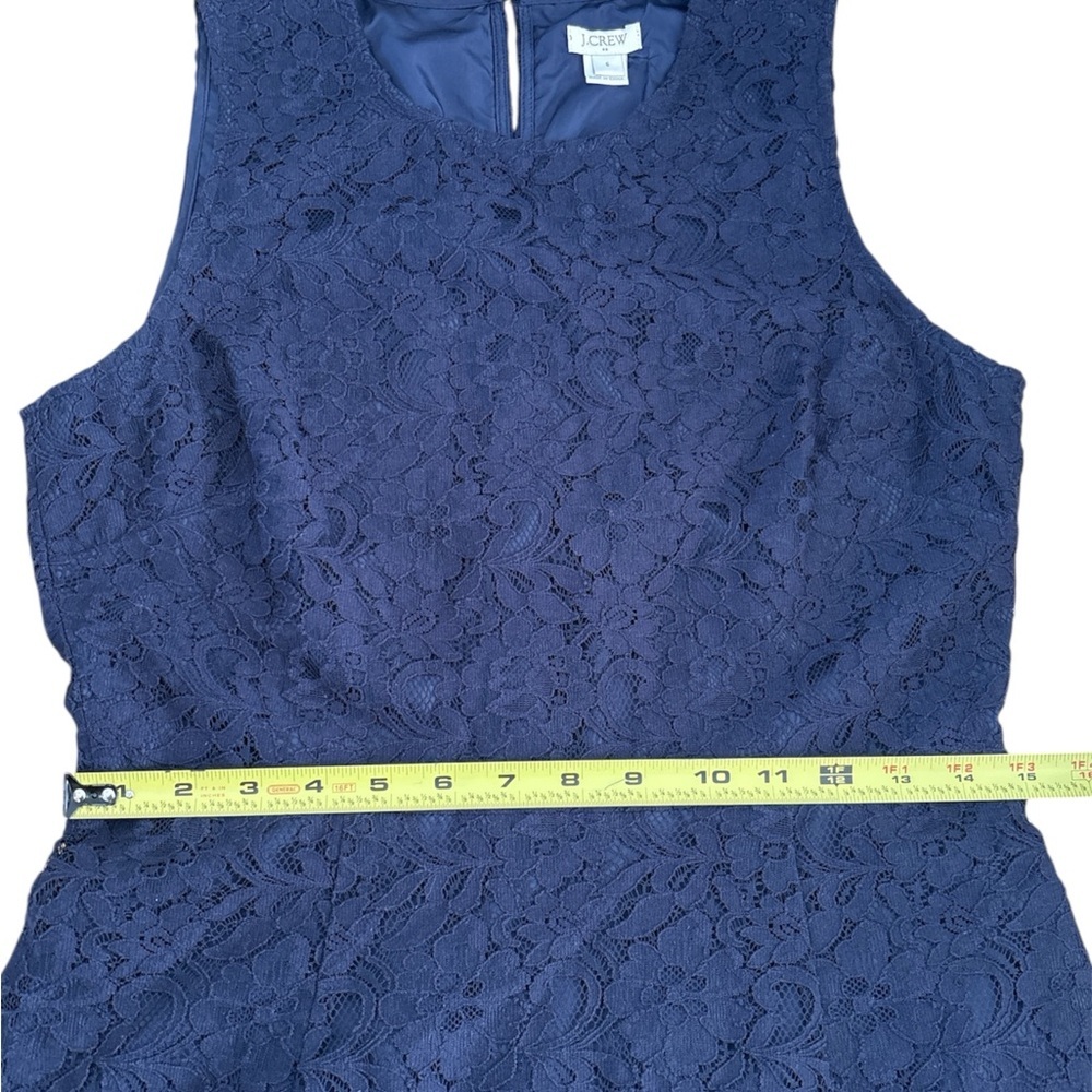 J. Crew Factory Navy Blue‎ All Over Floral Lace Sheath Knee-Length Dress Size 6 - Picture 6 of 13